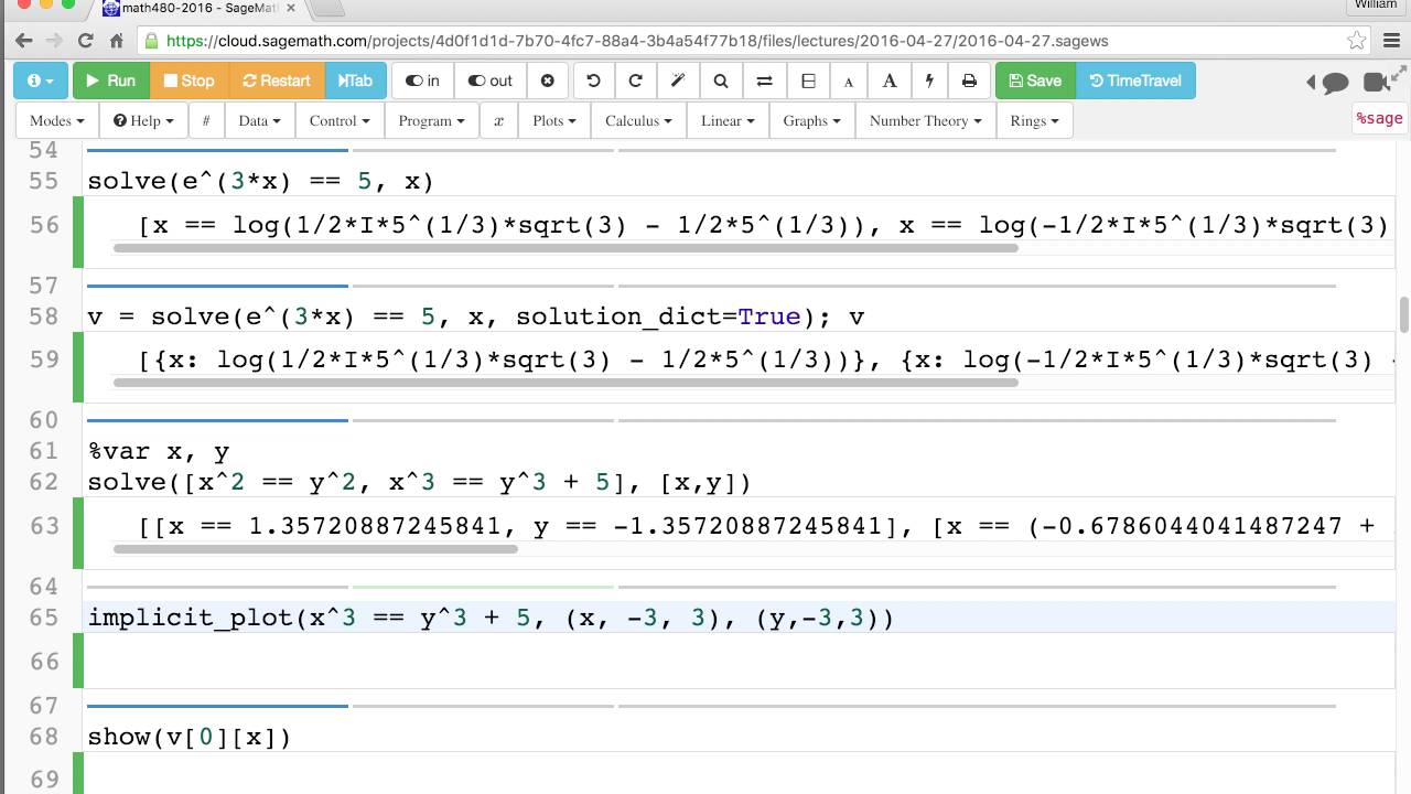 2016-04-27: Symbolic Calculus using SageMath (part 2 of 3)