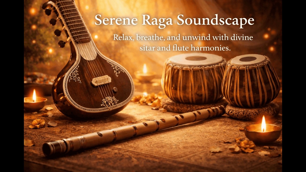 Serene Raga Soundscape | Sitar, Flute & Gentle Tabla Rhythms