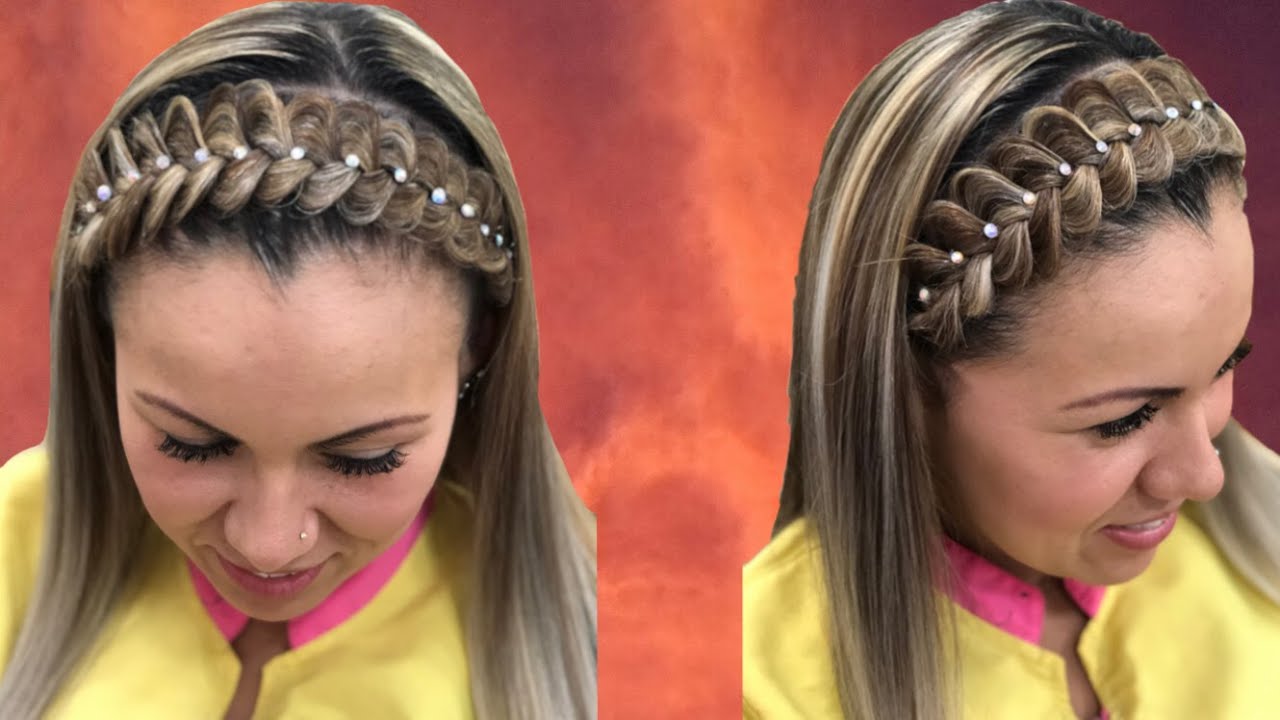 #QUEDATENCASAYPEINA CONMIGO TRENZA EN DIADEMA EXPANDIDA CON PIEDRAS/BELLA TRENZA EN DIADEMA