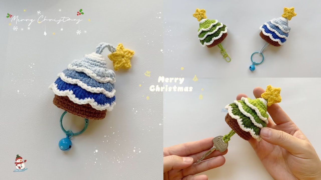 How to Crochet Christmas Tree 🌲 Key Cover I Christmas Ornaments Crochet Tutorial I Step by Step