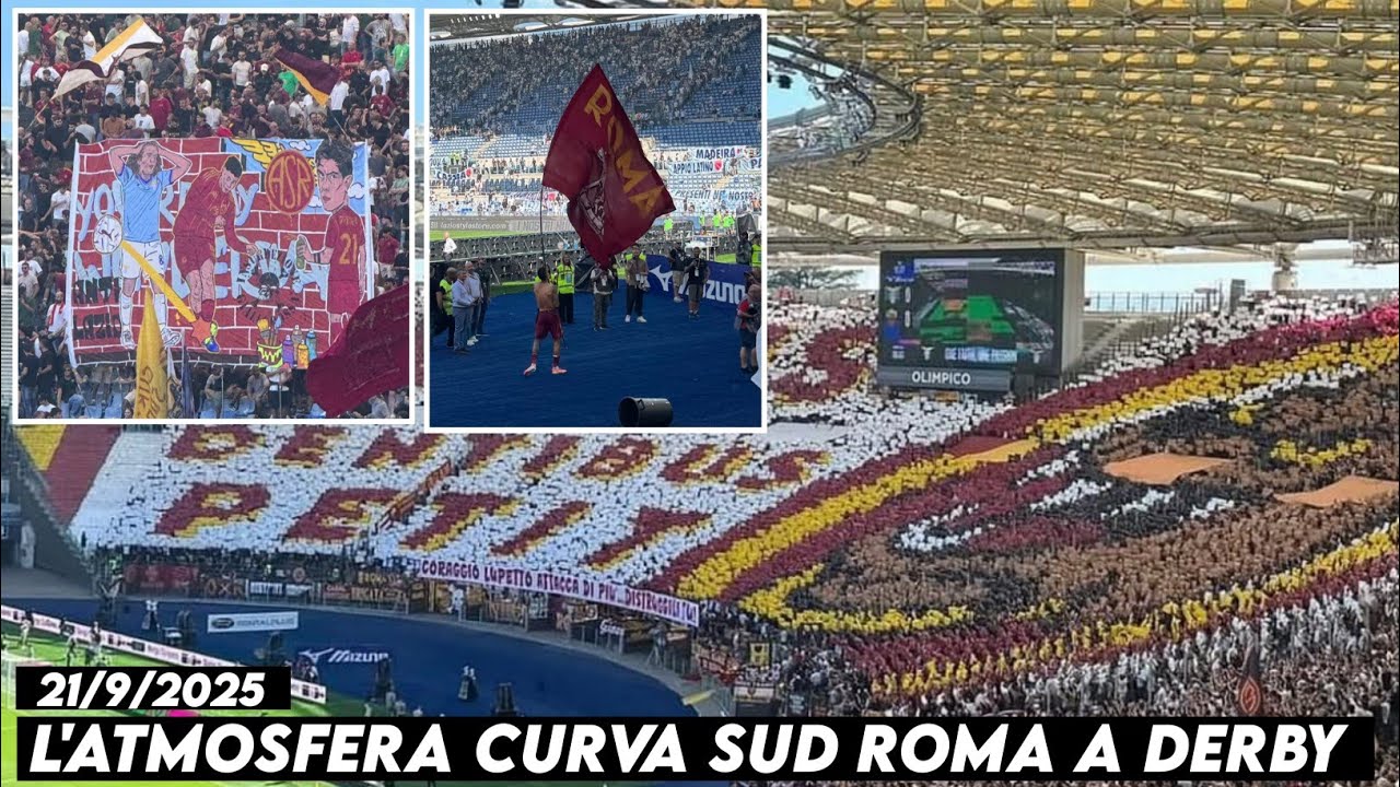 L'ATMOSFERA CURVA SUD ROMA A DERBY || SS Lazio vs AS Roma 21/9/2025