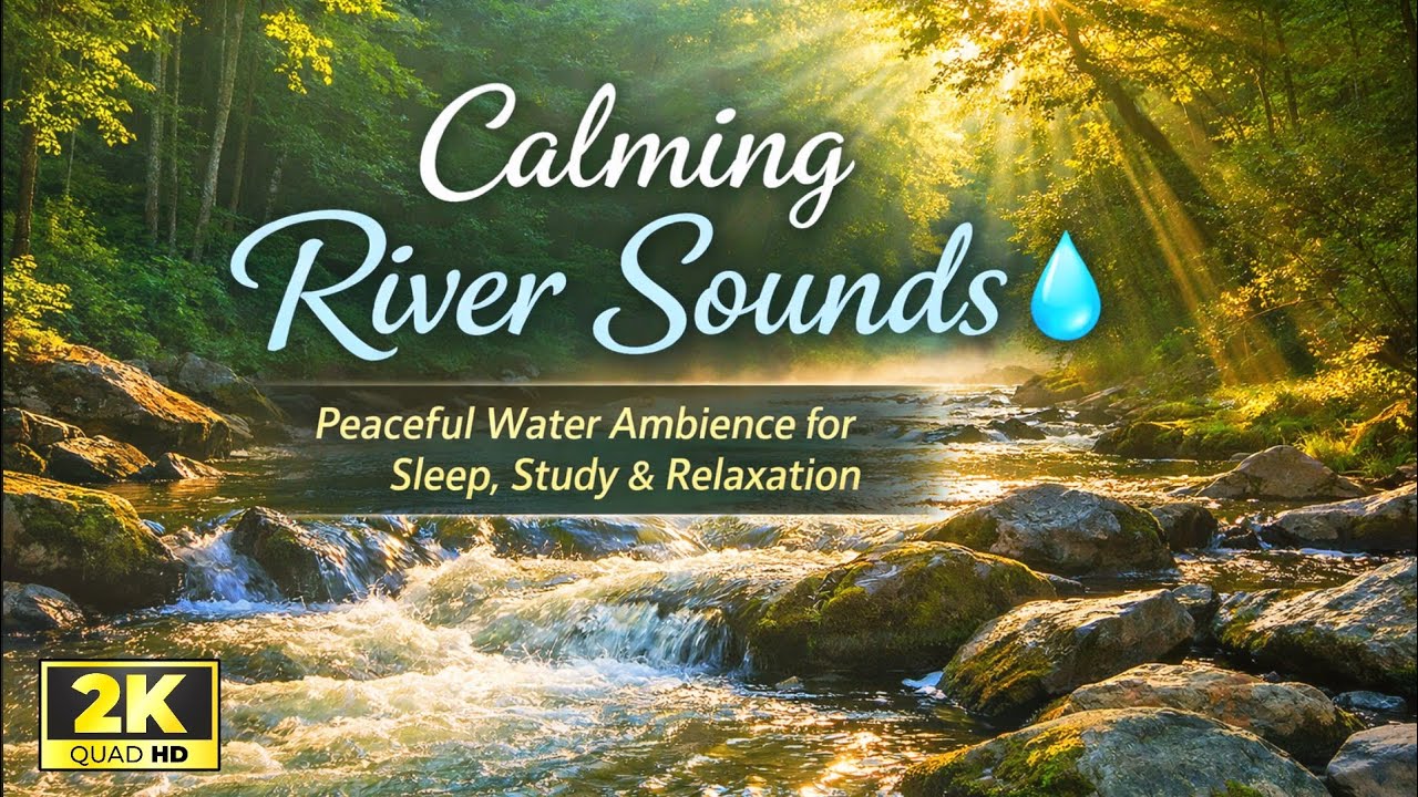 🌊 Calming River Sounds in 2K | Deep Sleep, Stress Relief & Relaxation | Nature Ambience