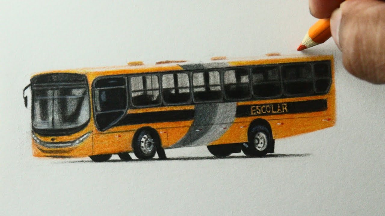 Como desenhar um Ônibus escolar qualificado PASSO A PASSO narrado