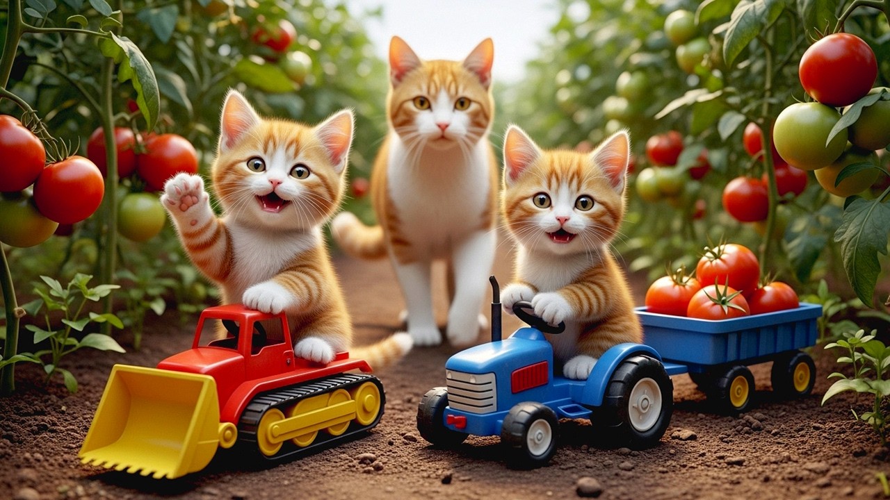 Mama Cat Trims Fur on the Farm and Makes Tiger Hat For Kittens At Home🐾🎩🐯