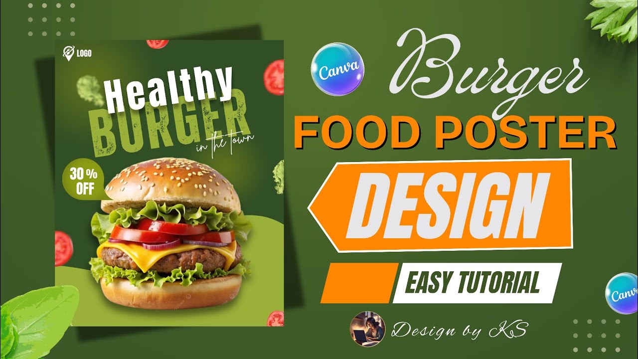 Burger Food Poster Design in Canva | Easy Canva Tutorial | Design by KS l Burger Poster Design