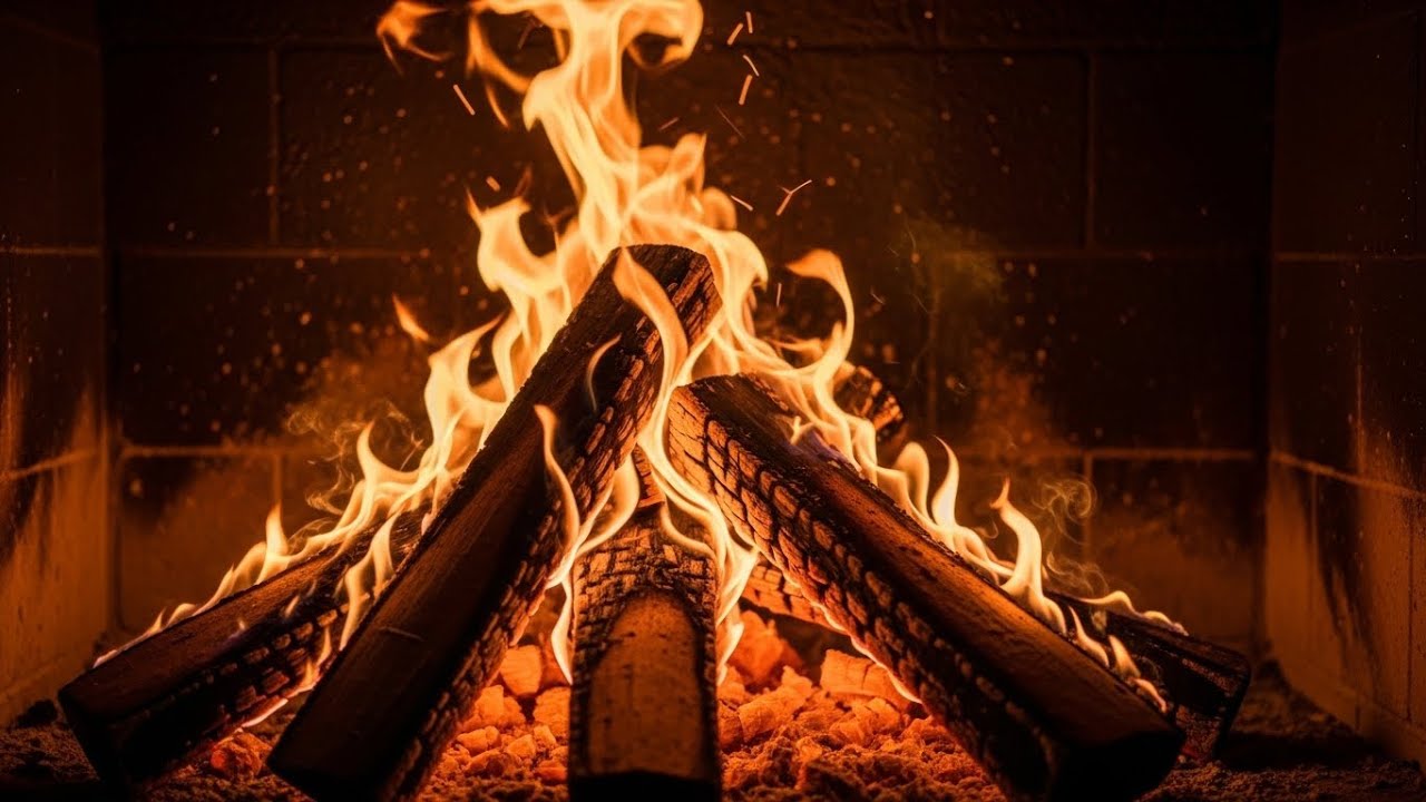 LIVE Forest Fireplace – Gentle Crackling Fire