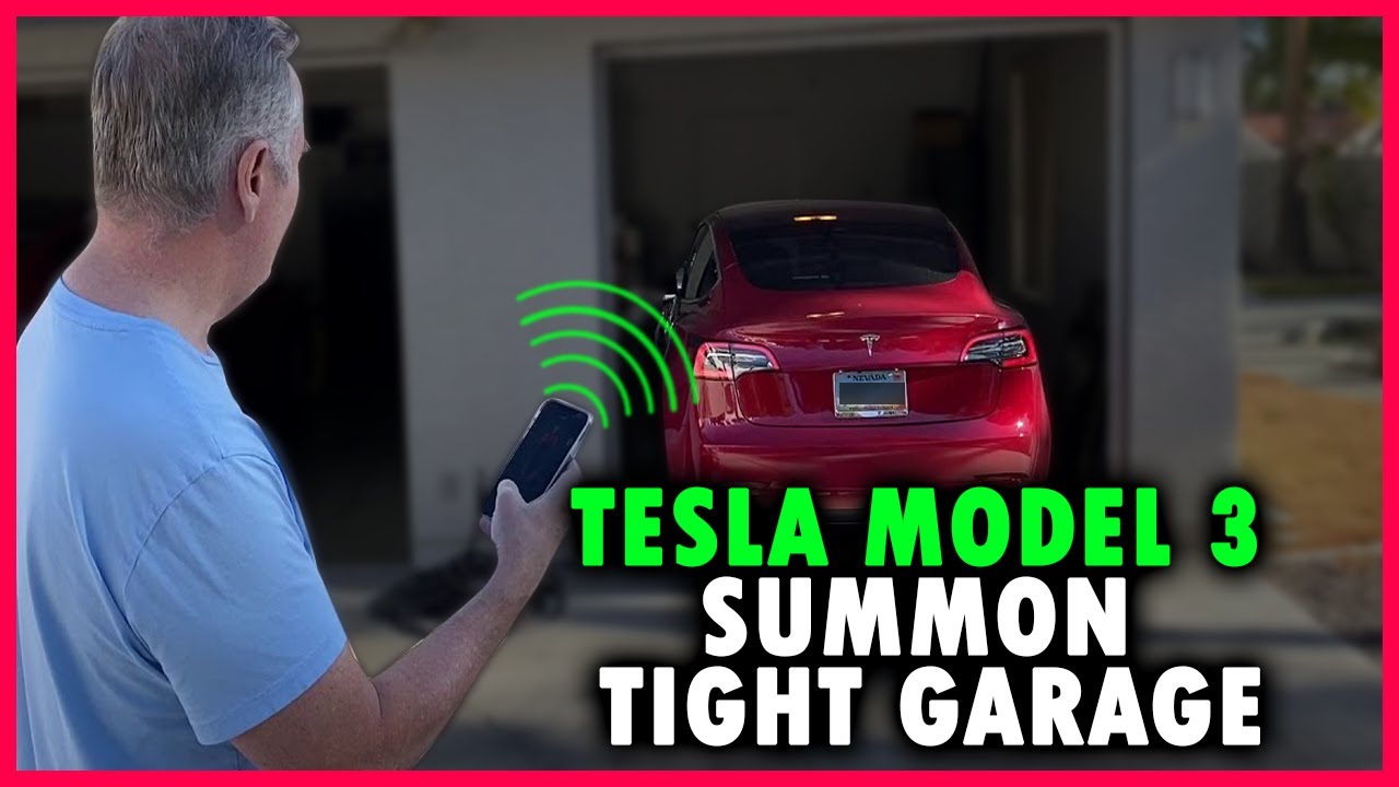 Tesla Model 3 Summon in and out of Tight Garage