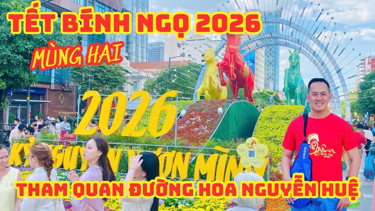 Tết Bính Ngọ 2026 | Tham quan Đường Hoa Nguyễn Huệ chiều mùng Hai Tết | T4 18.02.26