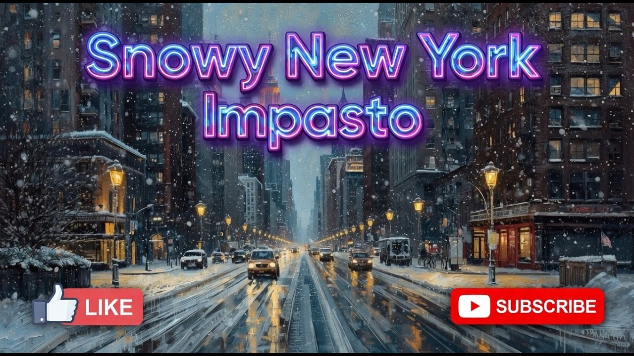 Snowy New York Impasto | Art Screensaver for TV | 4K Art