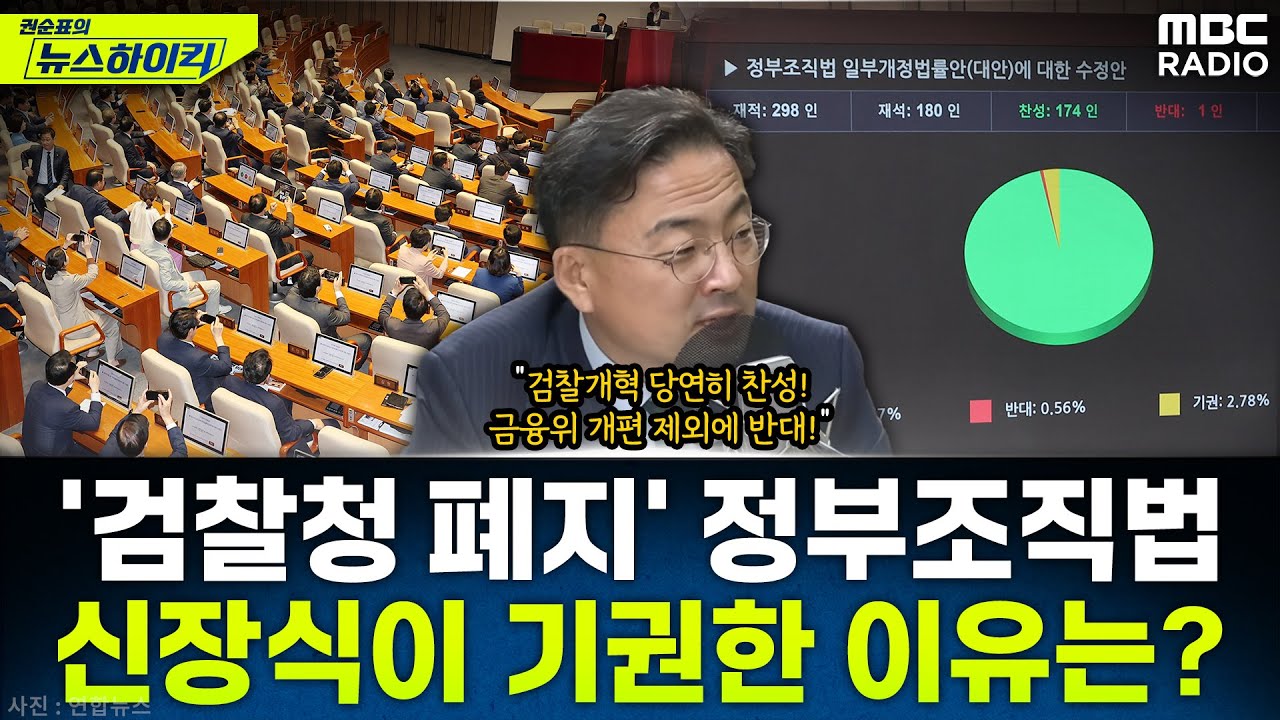 [뉴스하이킥] '검찰청 폐지' 정부조직법 기권한 신장식...