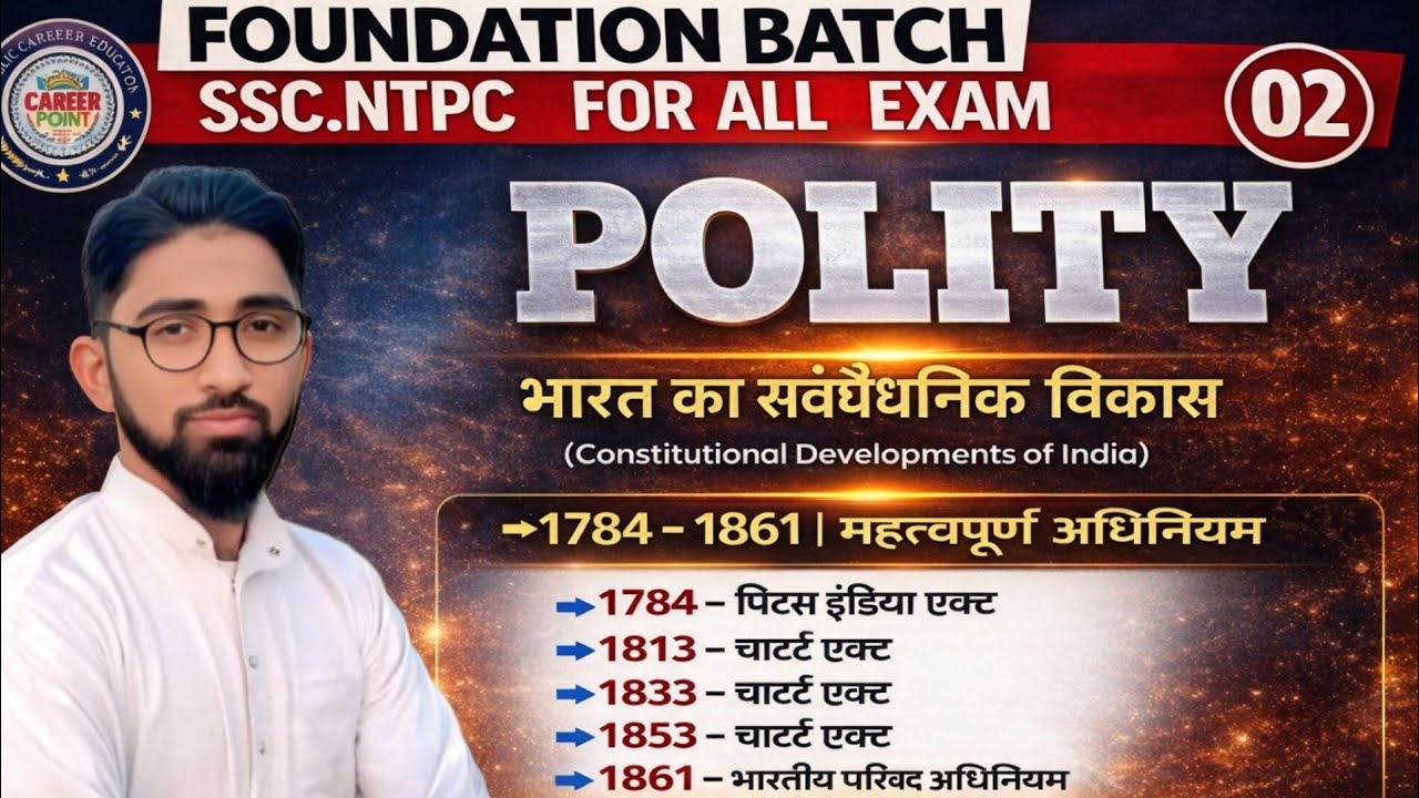 भारत का संवैधानिक विकास (1784–1861) | POLITY 02 ||SSC NTPC & All Exam