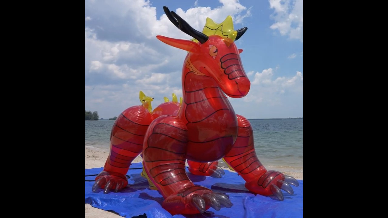 Gigantic 3-Meter-Tall Eastern Red Dragon Inflatable