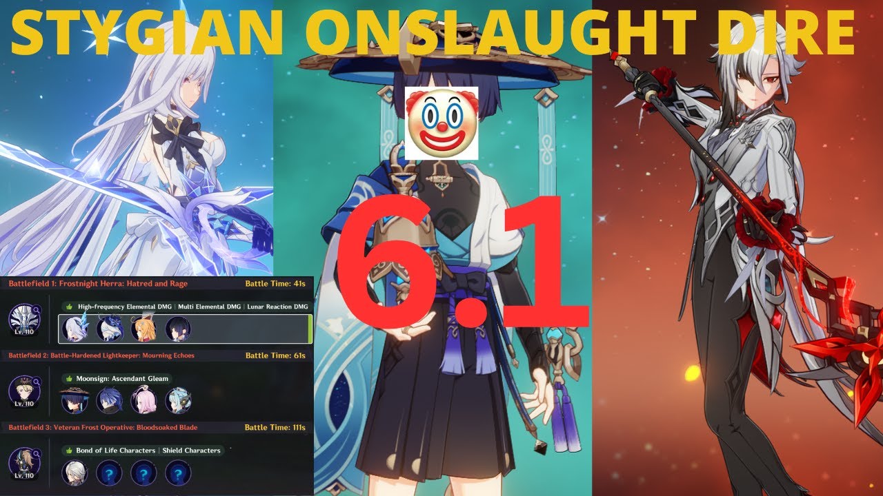 6.1 Stygian Onslaught Dire(Lv6) | Arlecchino(SOLO), Wanderer(🤡), Skirk [Genshin Impact]