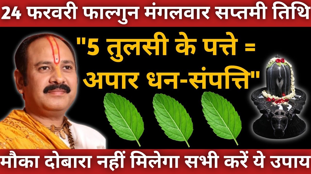 24 फरवरी फाल्गुन मंगलवार सप्तमी तिथि | 5 तुलसी के पत्ते चढ़ाते ही मिलेगा अपार धन-संपत्ति 