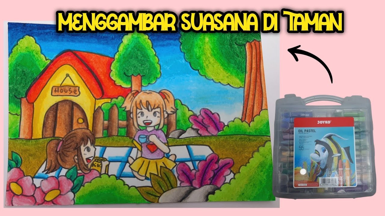 Menggambar dan Mewarnai Taman Bunga Yang Mudah
