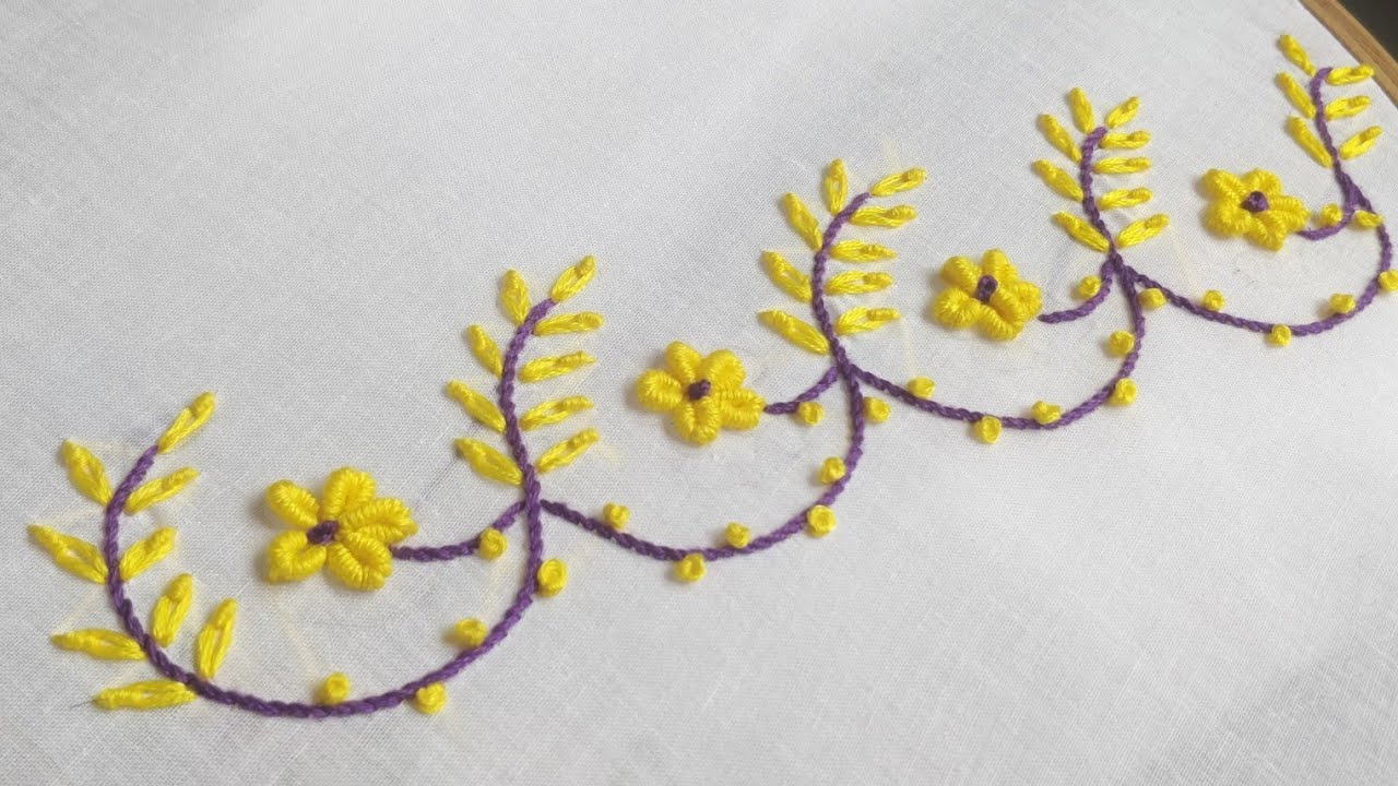 Floral Border Design for Dress/Kurti (Hand Embroidery Work)