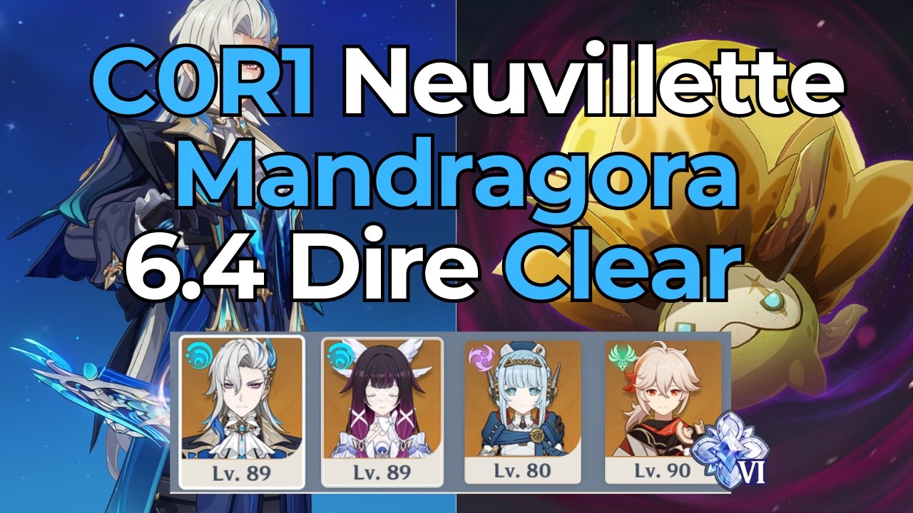 6.4 Stygian Onslaught Dire C0R1 Neuvillette vs Mandragora Day 1 Clear Genshin Impact