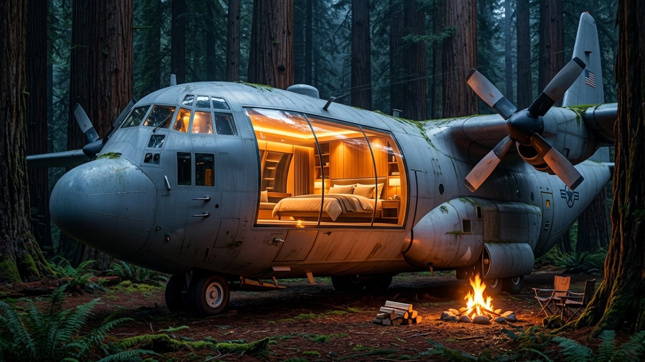 I Turned an Abandoned US Air Force C-130J Super Hercules Airplane Into My Off-Grid Home (Solo Build)