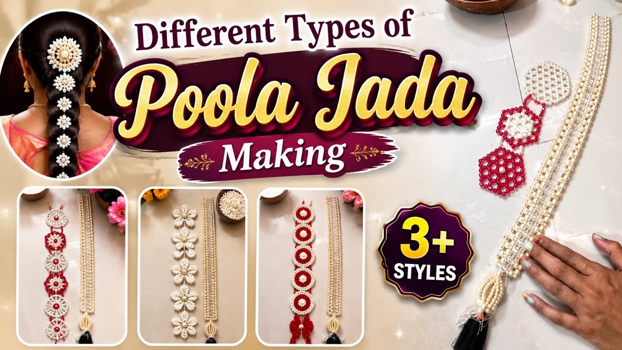 Different types of poola jada making with different colour beads