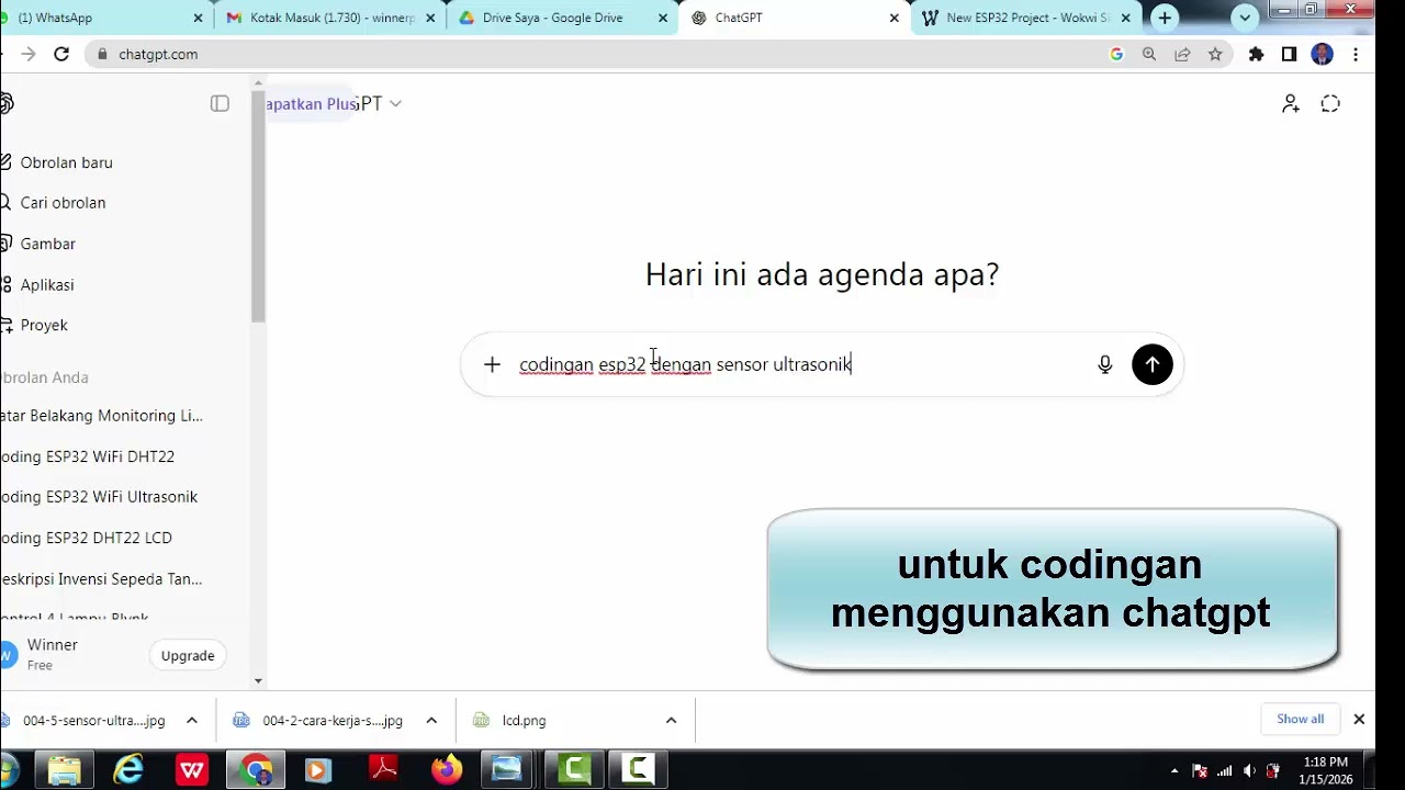 simulasi medeteksi jarak berbasis esp 32 dan lcd i2c di wokwi