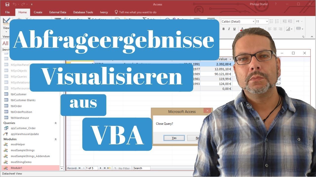 Abfrageergebnisse aus VBA visualisieren