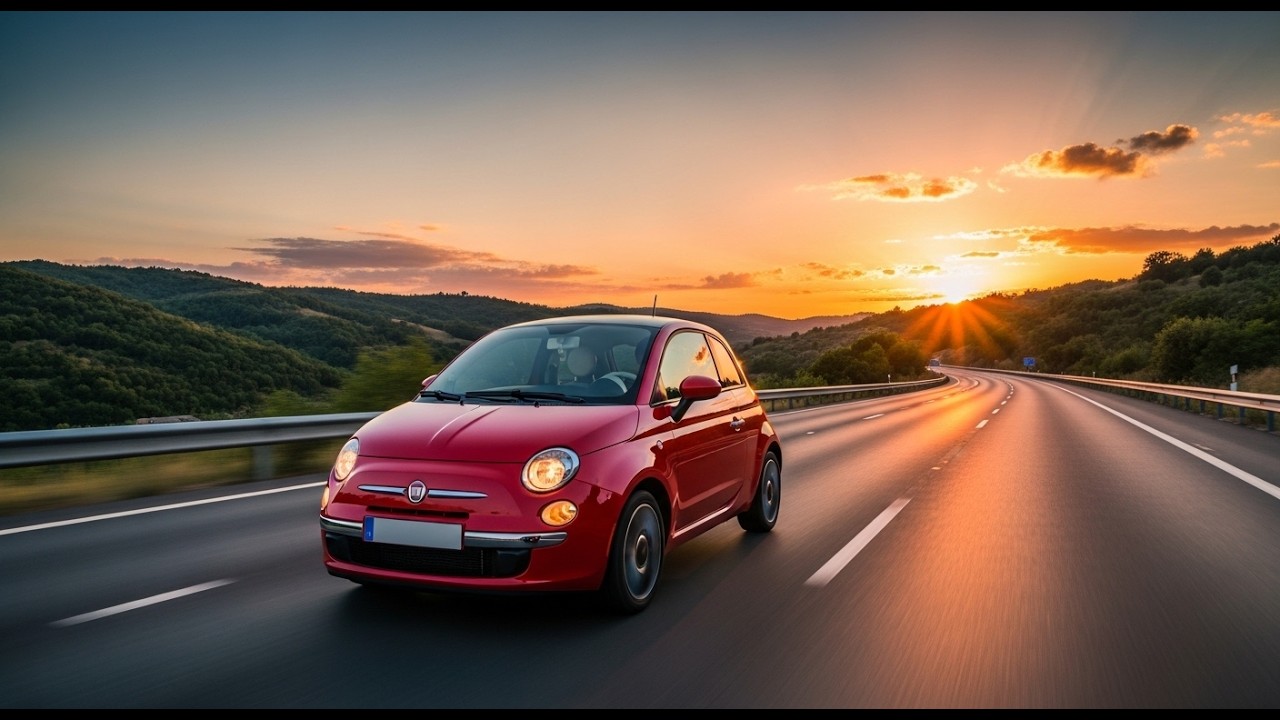 Fiat 500 Rouge  Croisière Parfaite sur l’Autorout