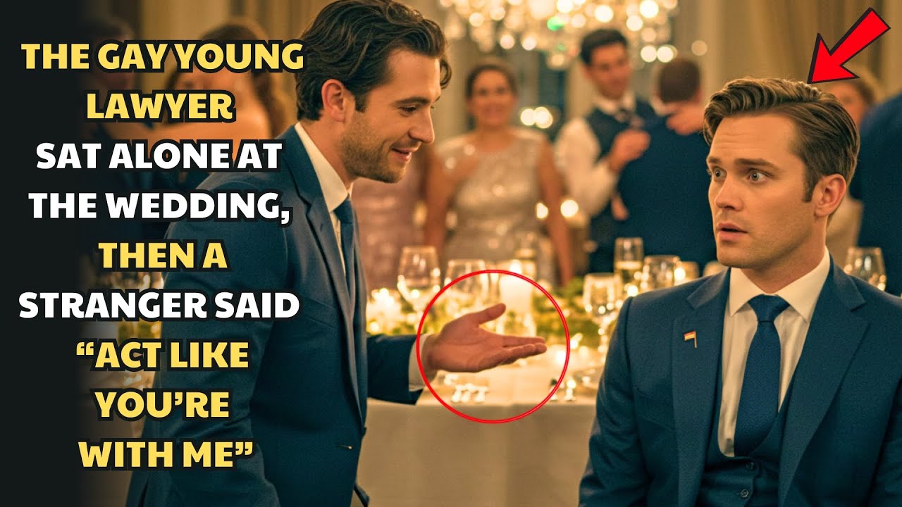 THE GAY YOUNG LAWYER SAT ALONE AT THE WEDDING — THEN A STRANGER SAID “ACT LIKE YOU’RE WITH ME”