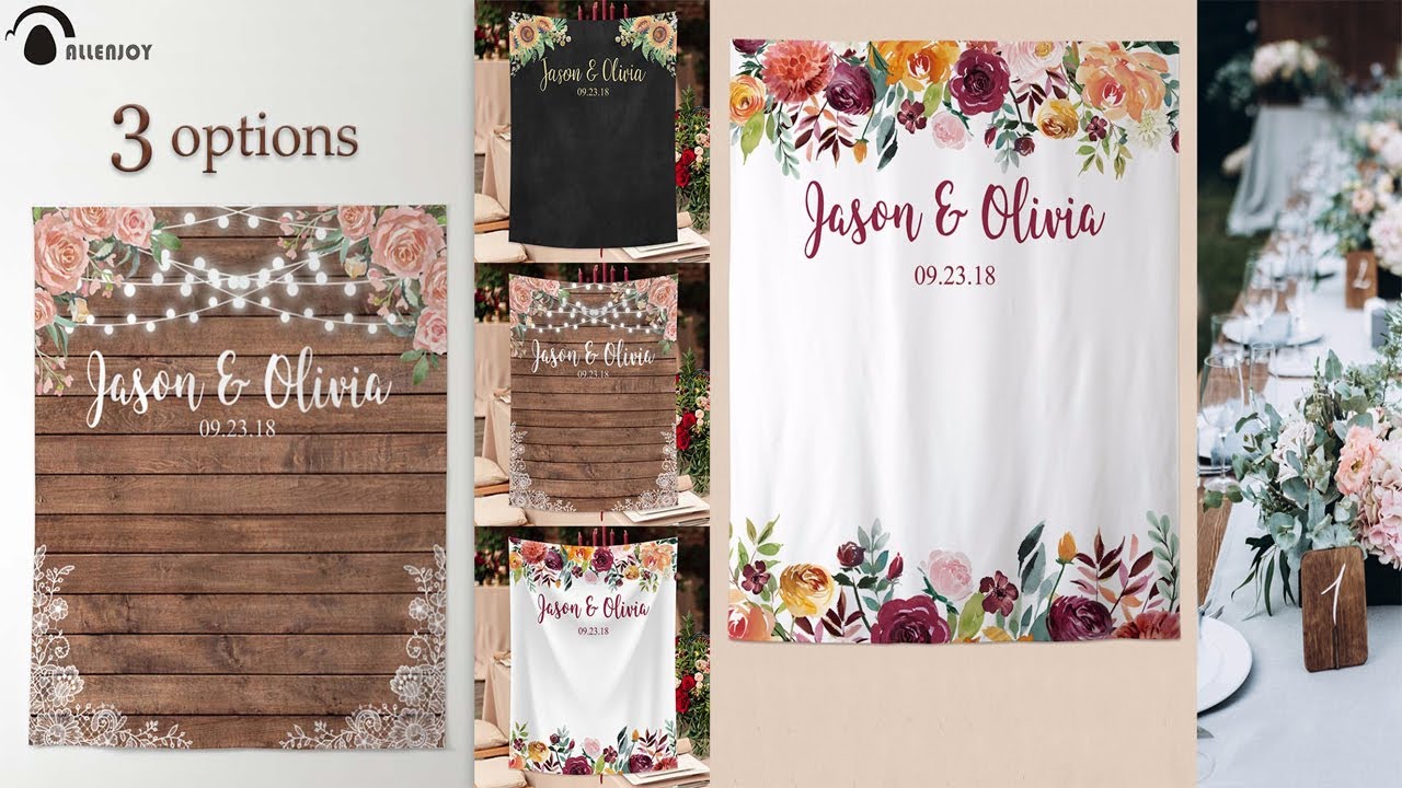 Allenjoy wedding banner backdrop photography wood flower decor signage backdground photocall