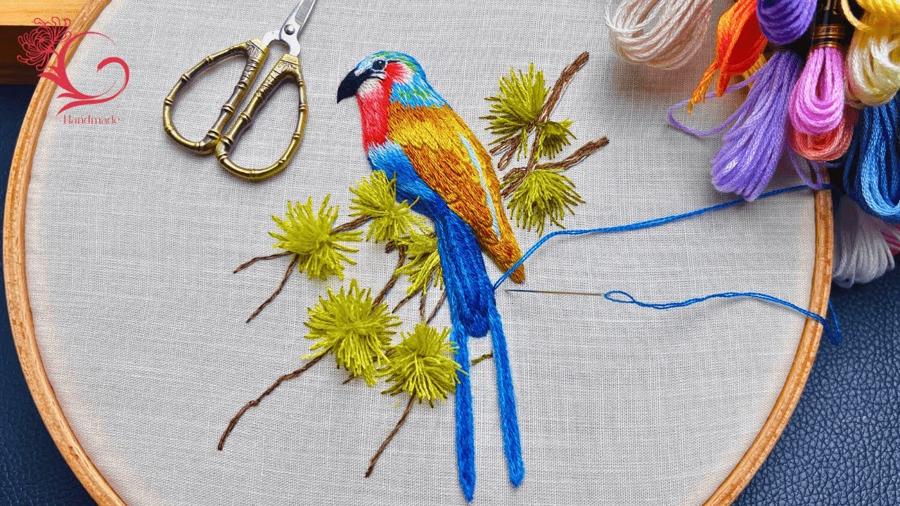 Beautiful 3D Bird Hand Embroidery Tutorial: Step by Step Guide for Beginners