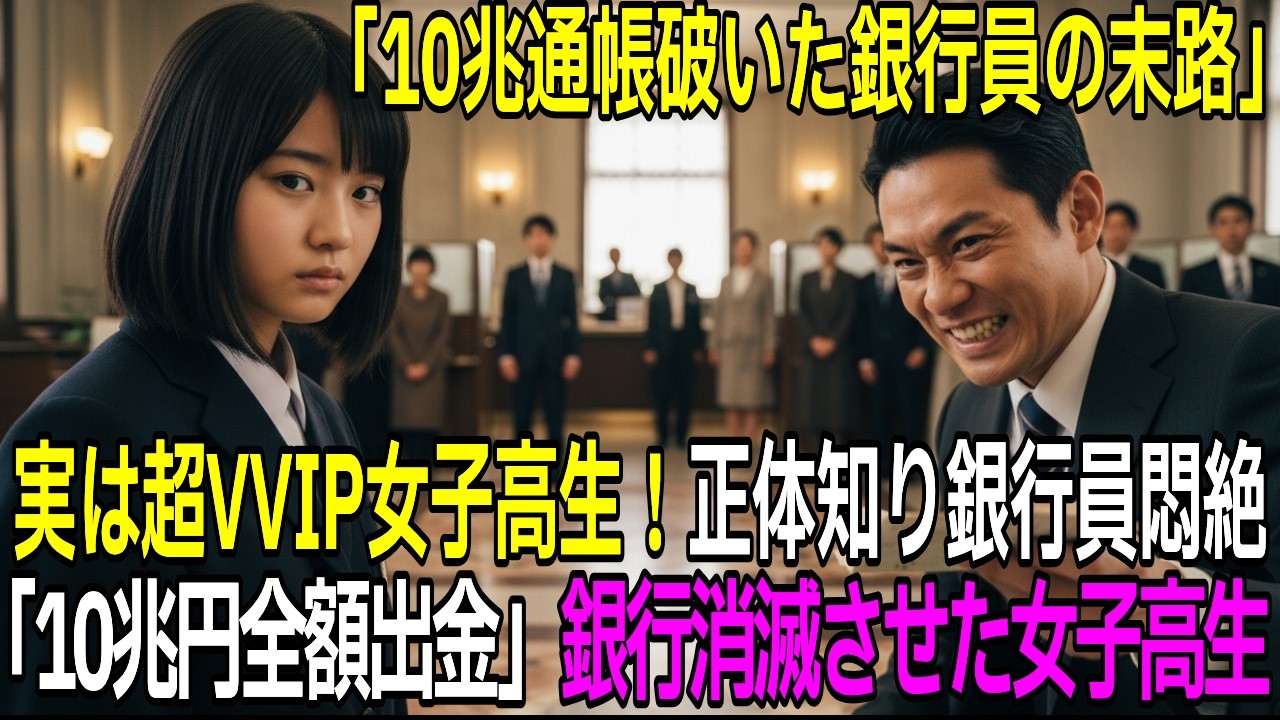 「10兆円？クソガキが何言ってのｗ」女子高生の通帳を破いたエリート銀行員。→翌日、10兆円を持った女子高生が現れ全額出金。「銀行消滅」…【スカッと】