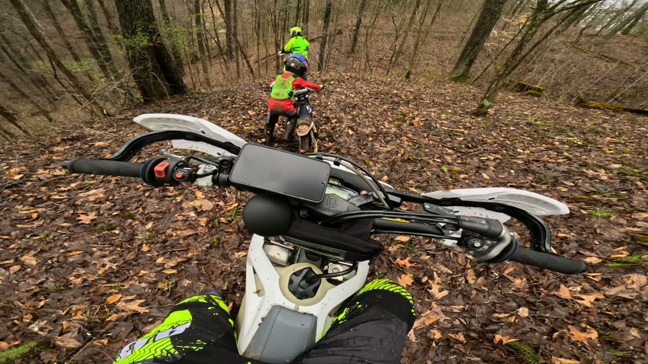 Muddy dirt bike ride in W.V. with the kids. Day 1.