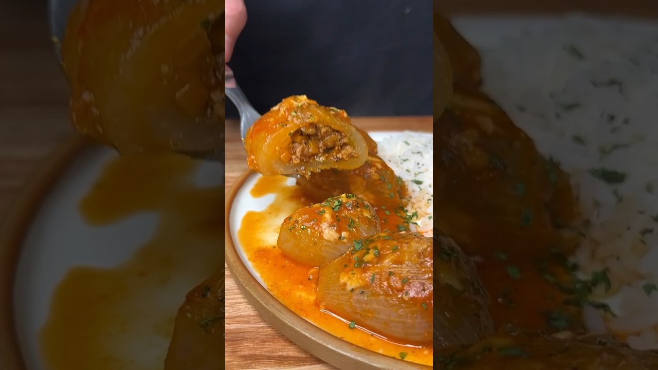 CEBOLLAS RELLENAS: Te salv&oacute; la cena con algo riqu&iacute;simo! #shorts