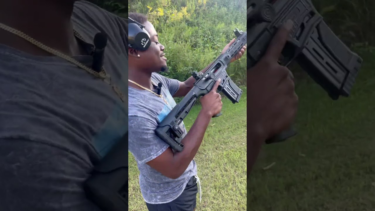 AR-12 knocking down steel 💪🏿 #viral #shorts #ar12 #gun