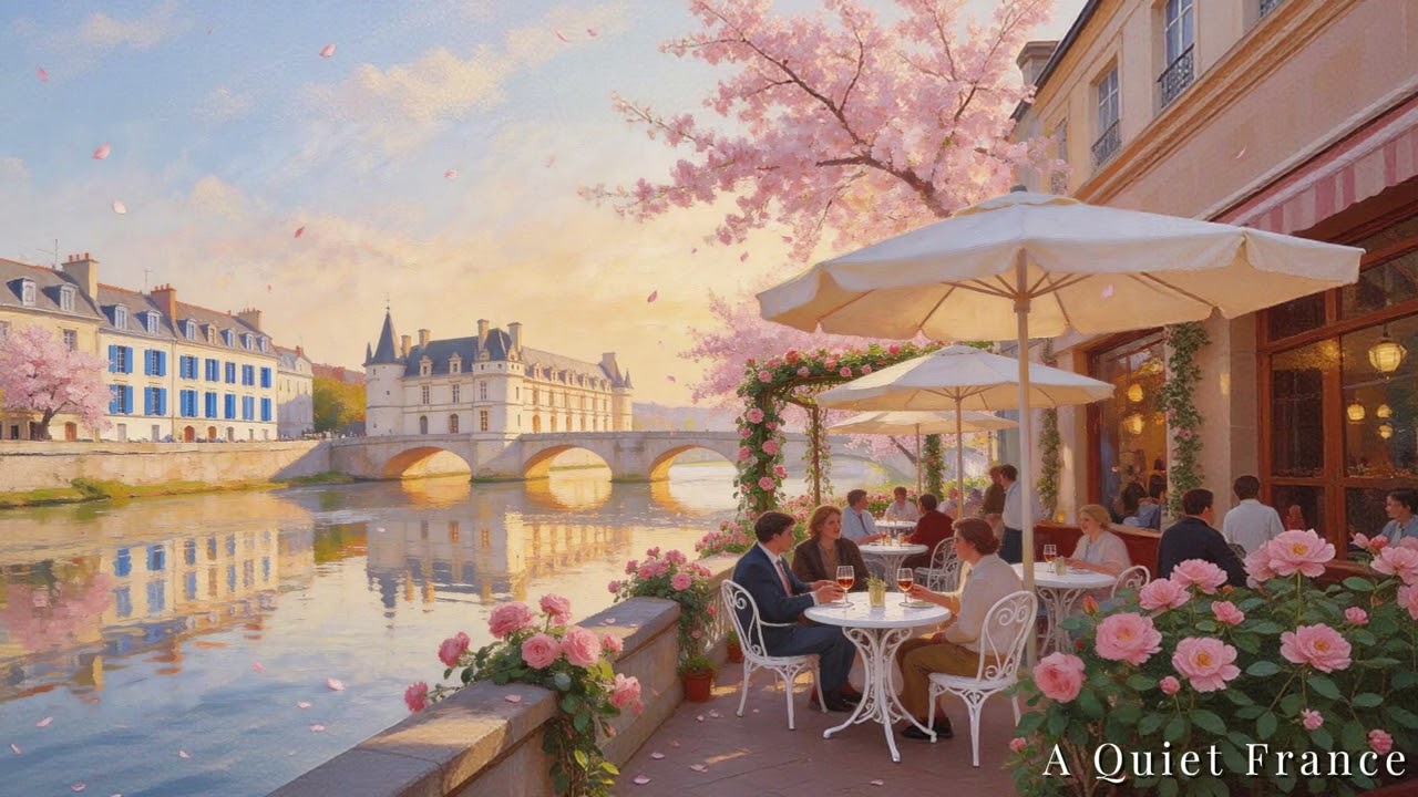 SPRING RIVERSIDE 🌸 Relaxing Instrumental Music — Afternoon Cafe Jazz | Peaceful French Morning