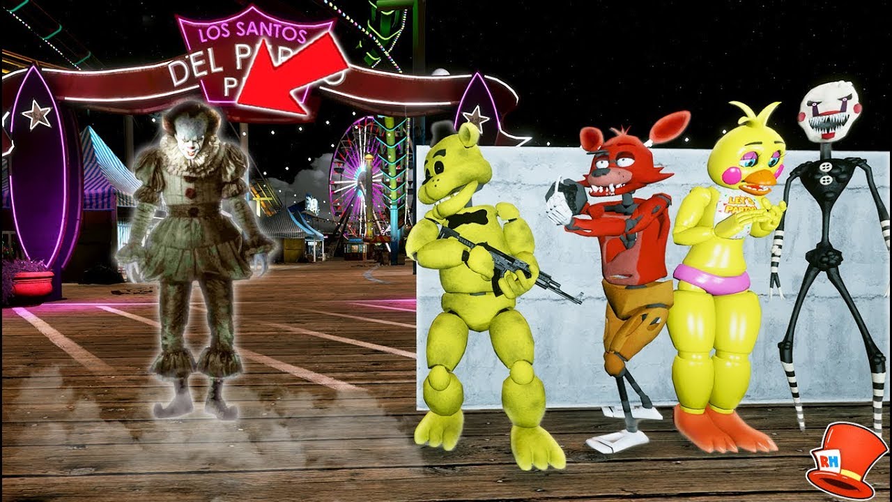 WILL THE ANIMATRONICS ESCAPE THE SCARY CLOWN CARNIVAL? (GTA 5 Mods FNAF RedHatter)