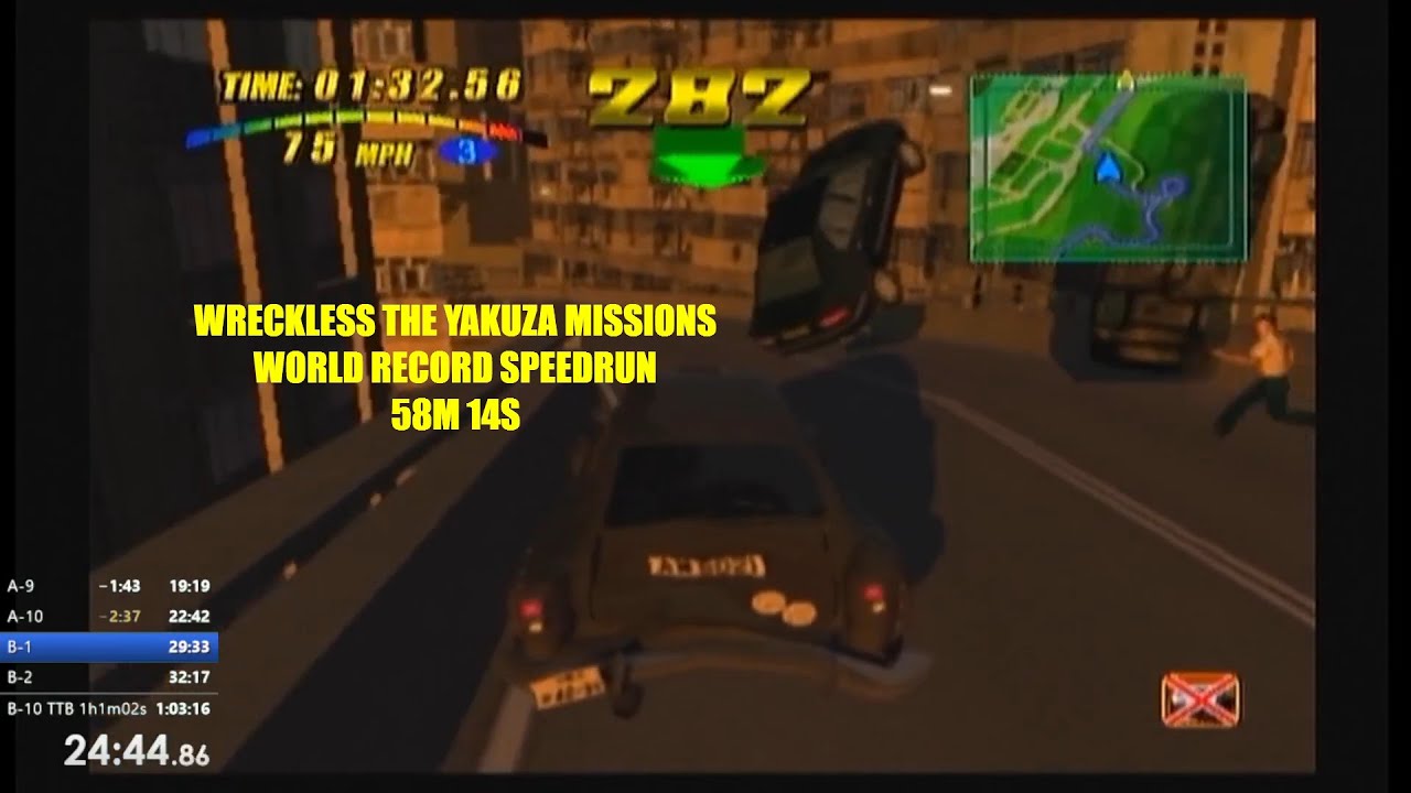 Wreckless The Yakuza Missions First Sub Hour Speedrun WR 58m 14s (No Commentary*)
