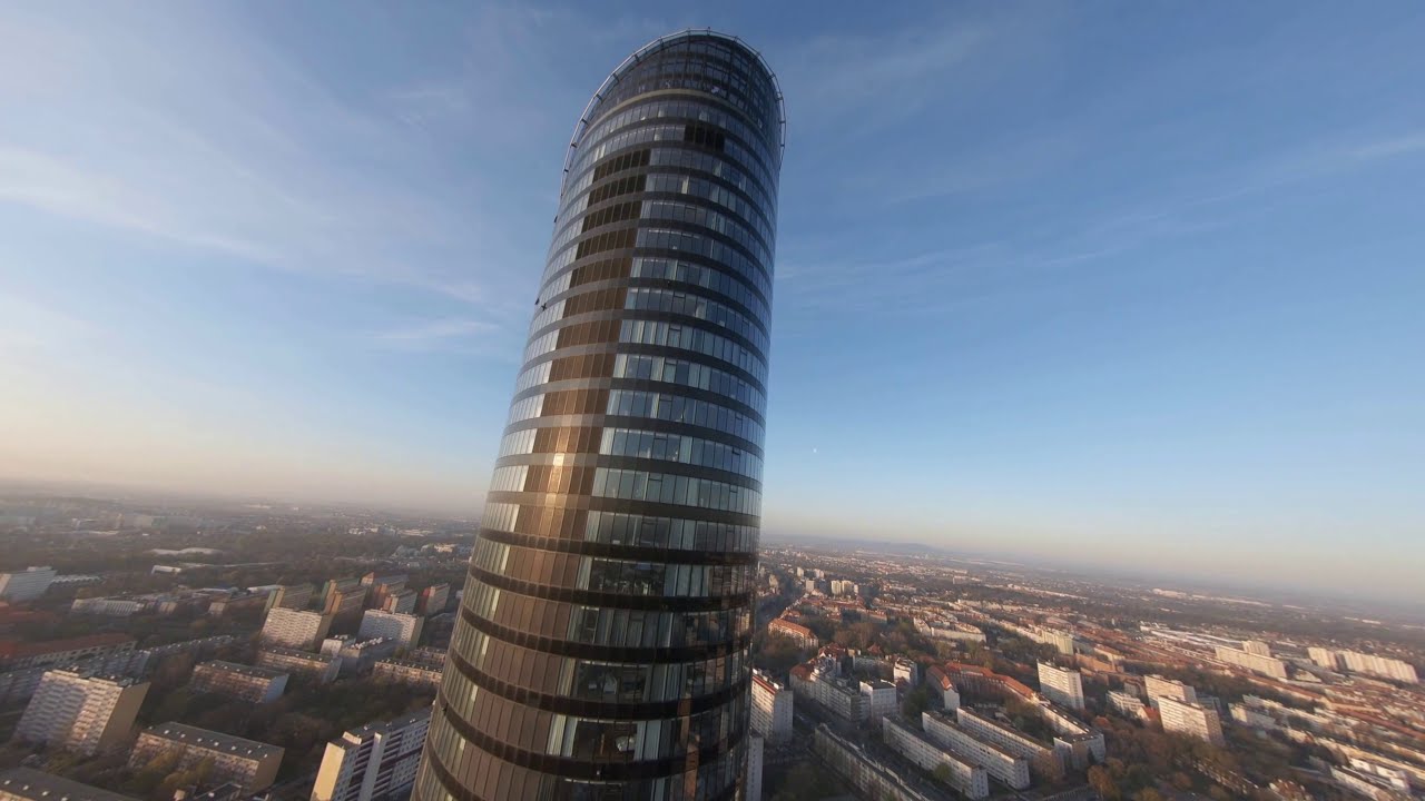 Diving Sky Tower in Wroclaw with DJI FPV Drone in manual mode - Long version