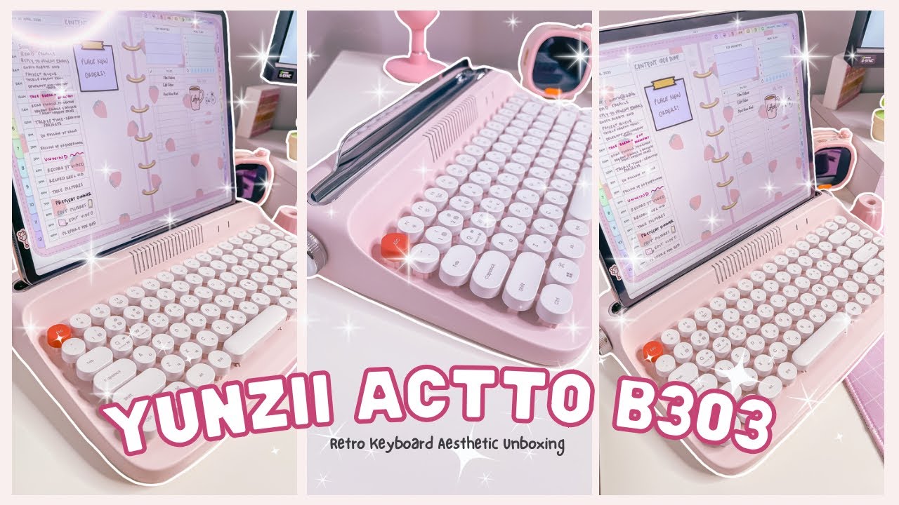 Retro mechanical keyboard typewriter style unboxing and typing test | iPad compatible | Actto B303