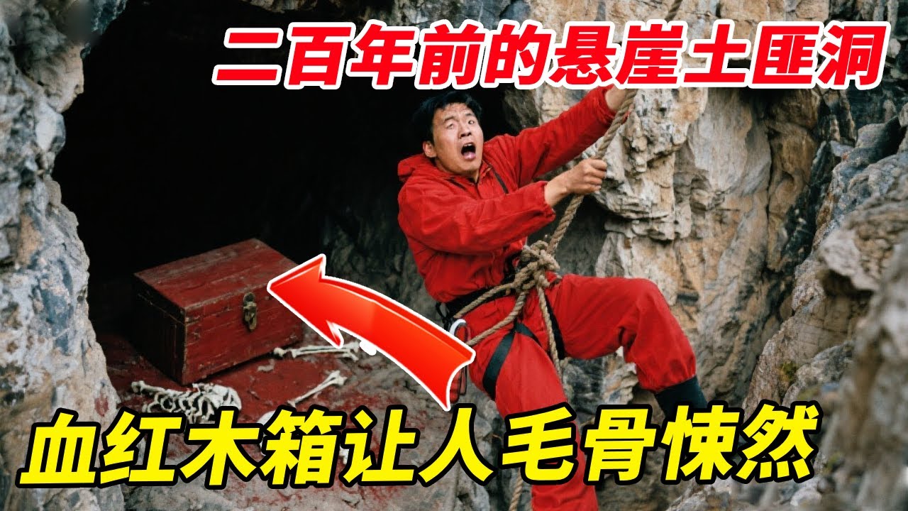 二百年前的悬崖土匪洞，传说有朱砂染红的木箱和一碰就碎的白骨，深入其中让人毛骨悚然【户外小北哥】
