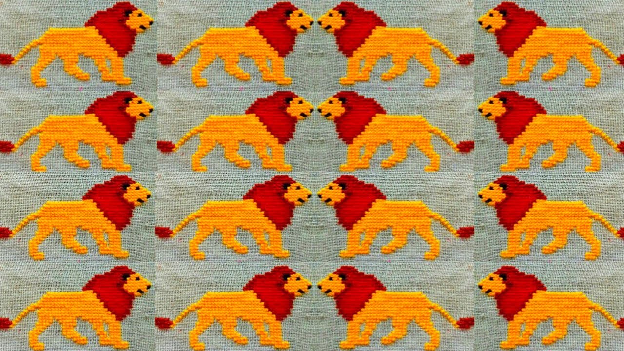 Lion cross stitch design-woolen ason design,how to make mattress,rugs making,carpet,ason design