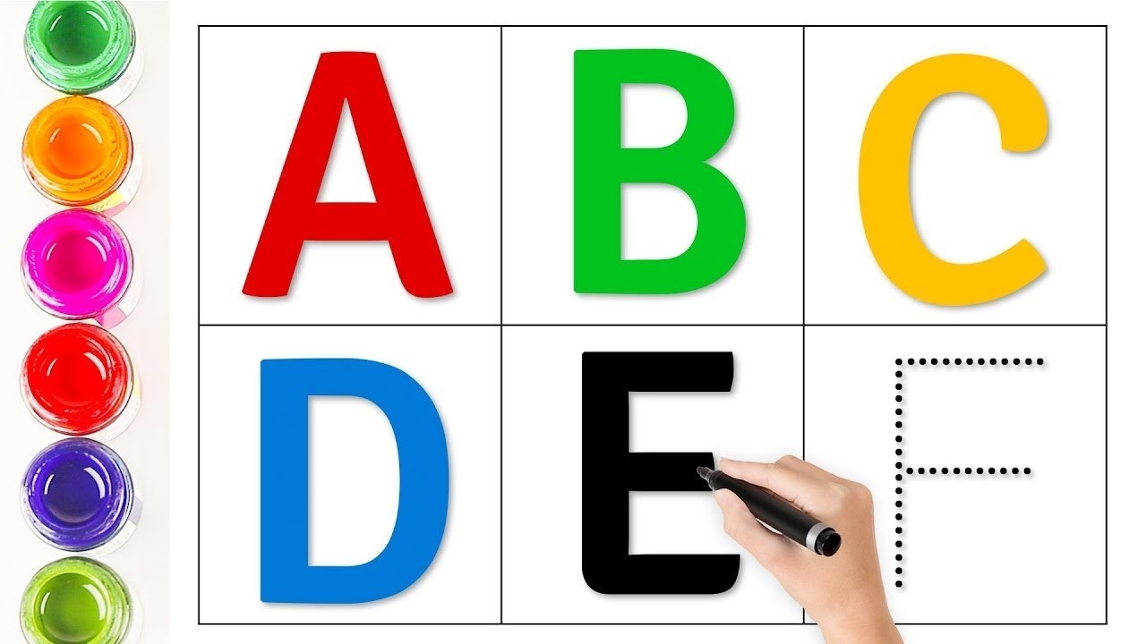 Alphabet, ABC song, ABCD, A to Z, Kids rhymes, collection for writing along dotted lines for toddler