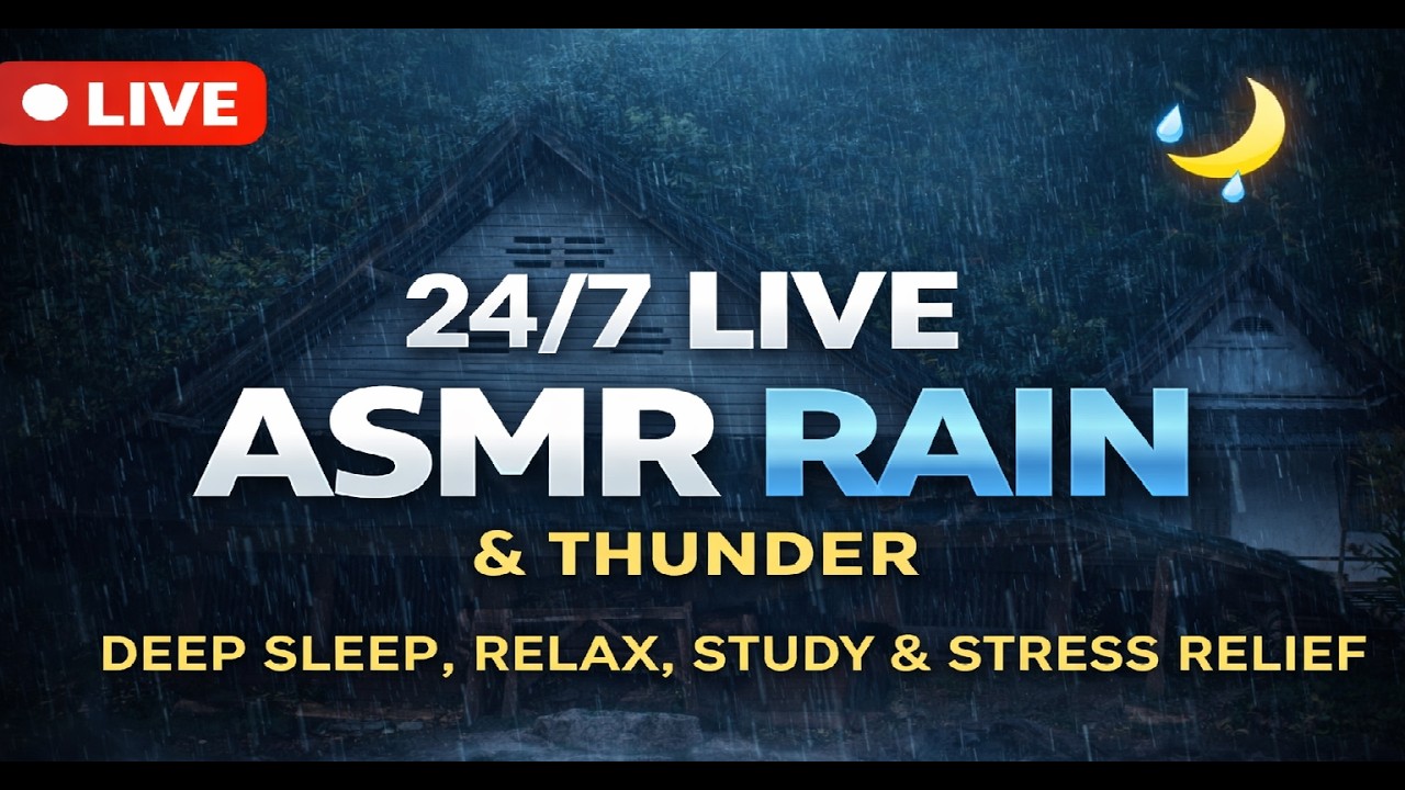 ASMR Rain & Thunder | Deep Sleep, Relax, Study & Stress Relief