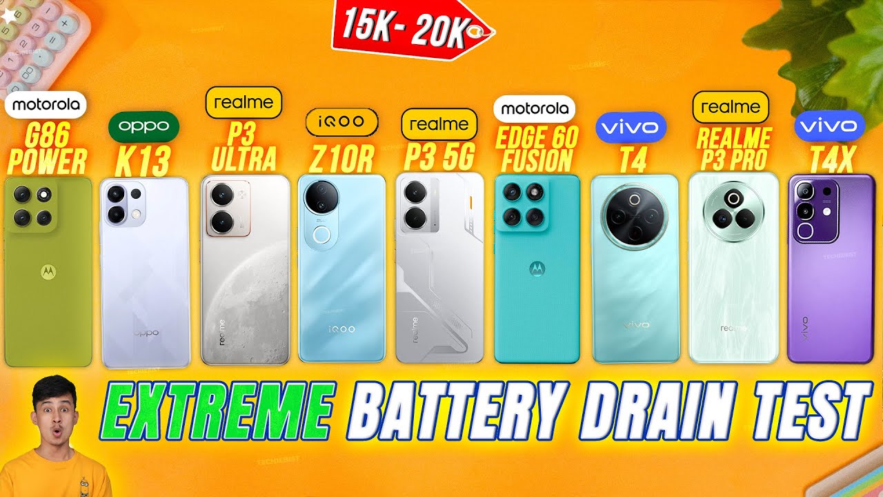 Extreme Battery Drain Test ⚡ ₹15K&ndash;₹20K 🔋 Vivo T4, iQOO Z10R, CMF Phone 2 Pro & More!