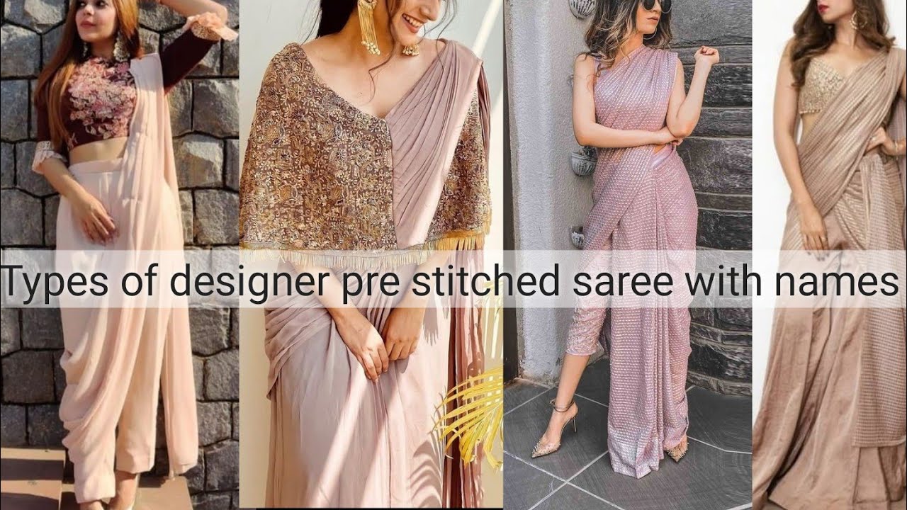 Types of pre-stitched designer saree with names||THE TRENDY GIRL
