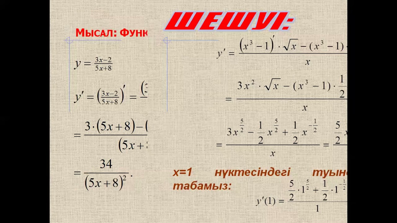 Функцияның туындысы. Геометриялық мағынасы.