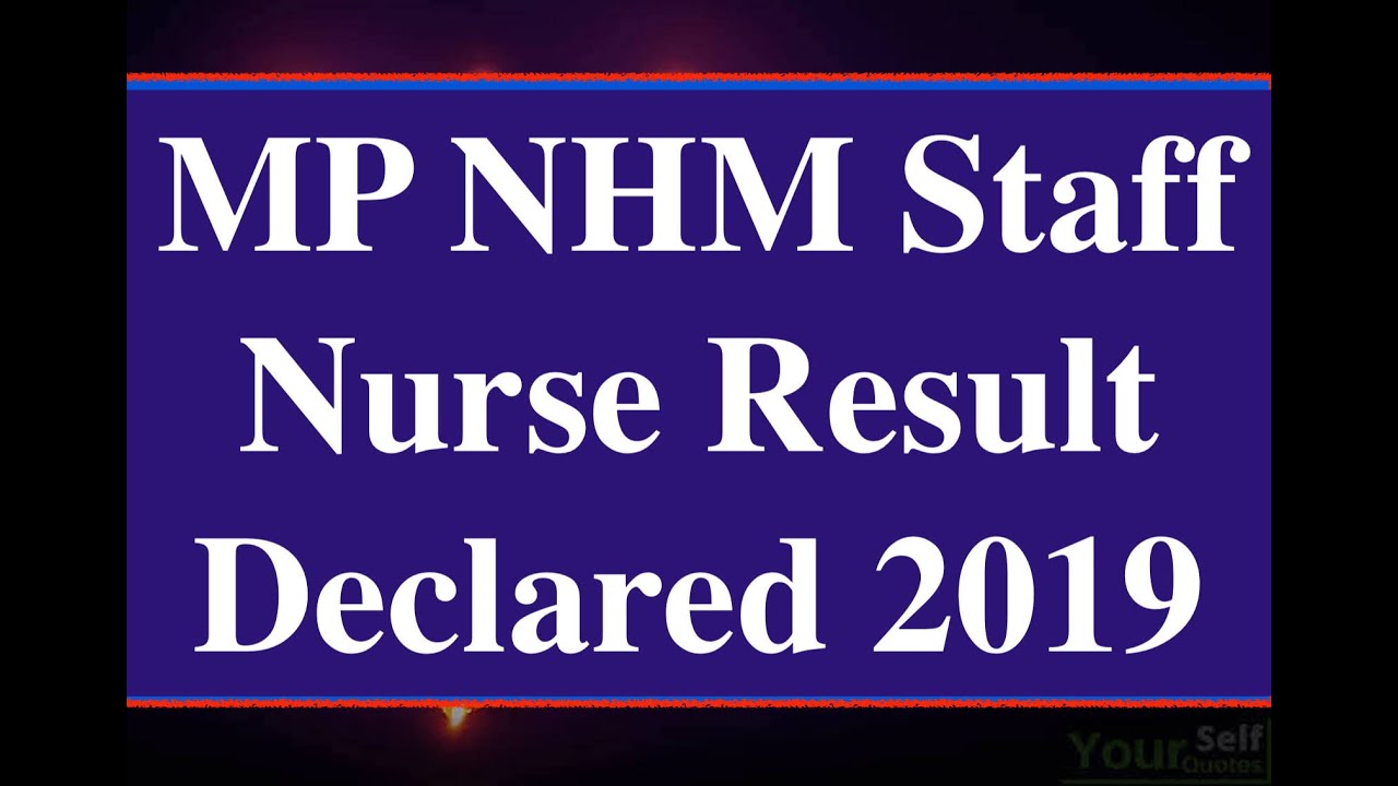 MP NRHM Staff Nurse 2019  Result Declared ...2019