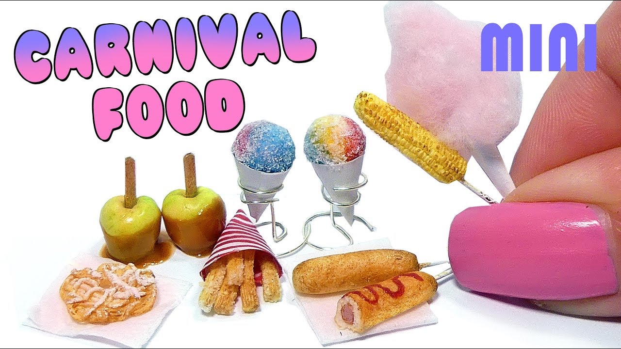 EASY Mini Carnival Food & Snacks Tutorial DIY Miniature Funnel Cake, Corn Dog + Подробнее