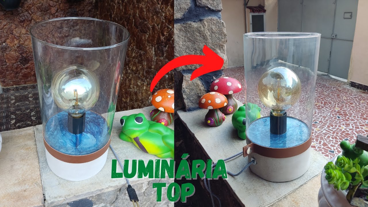 COMO FAZER LUMINÁRIA DE VIDRO COM CIMENTO