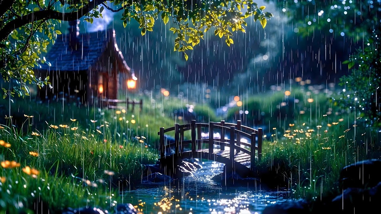 Rainy Forest Cabin Ambience | Cozy Night, Fireplace & Deep Relaxation | Black Screen Sleep Sounds