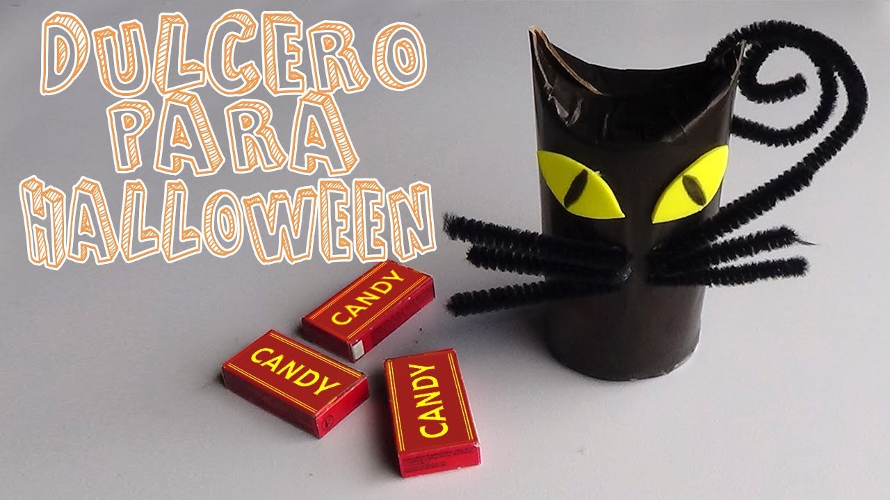 Dulcero de gato hecho con tubos de cartón│Candy Bu